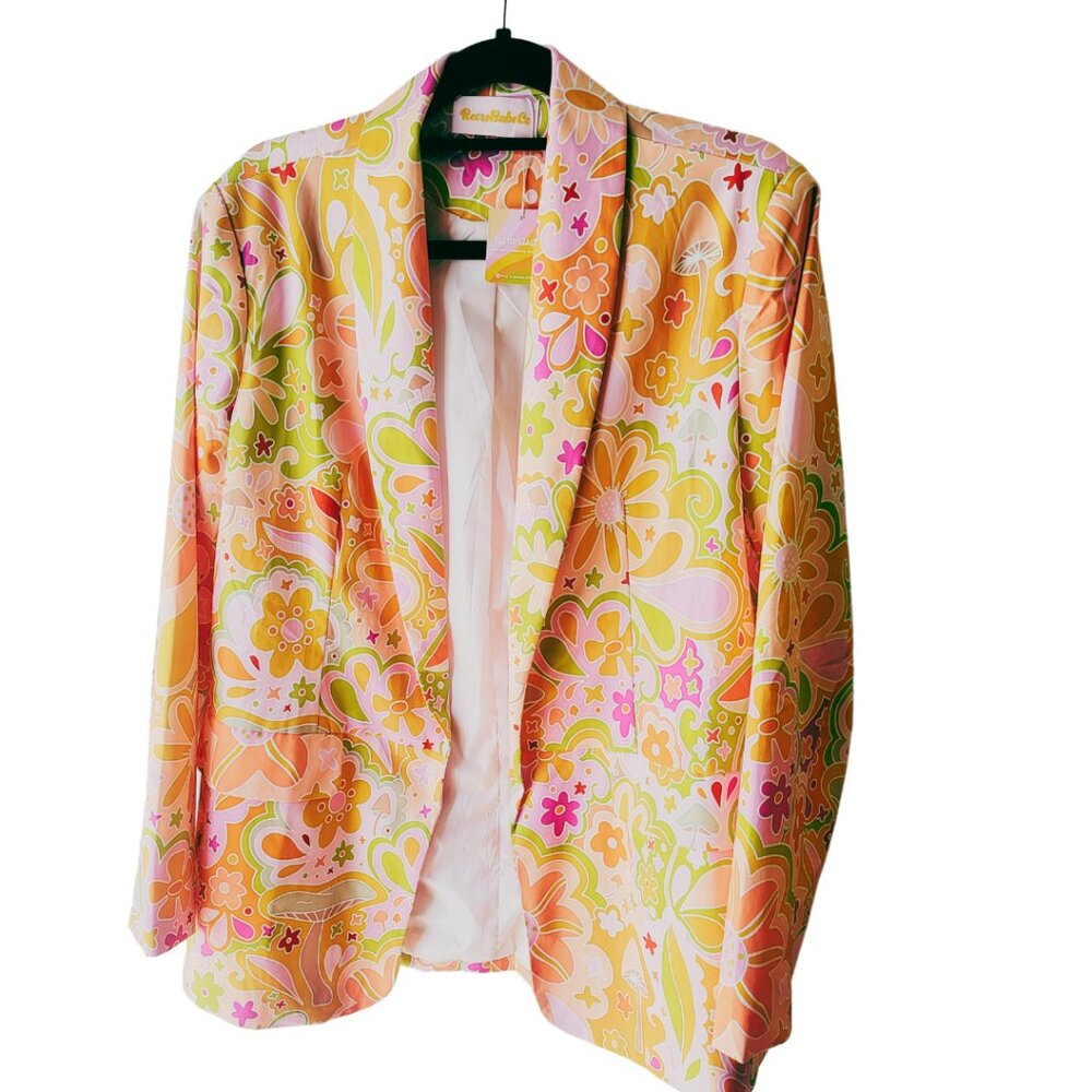 Retrobabe Co. Groovy Retro Floral Blazer NWT XL